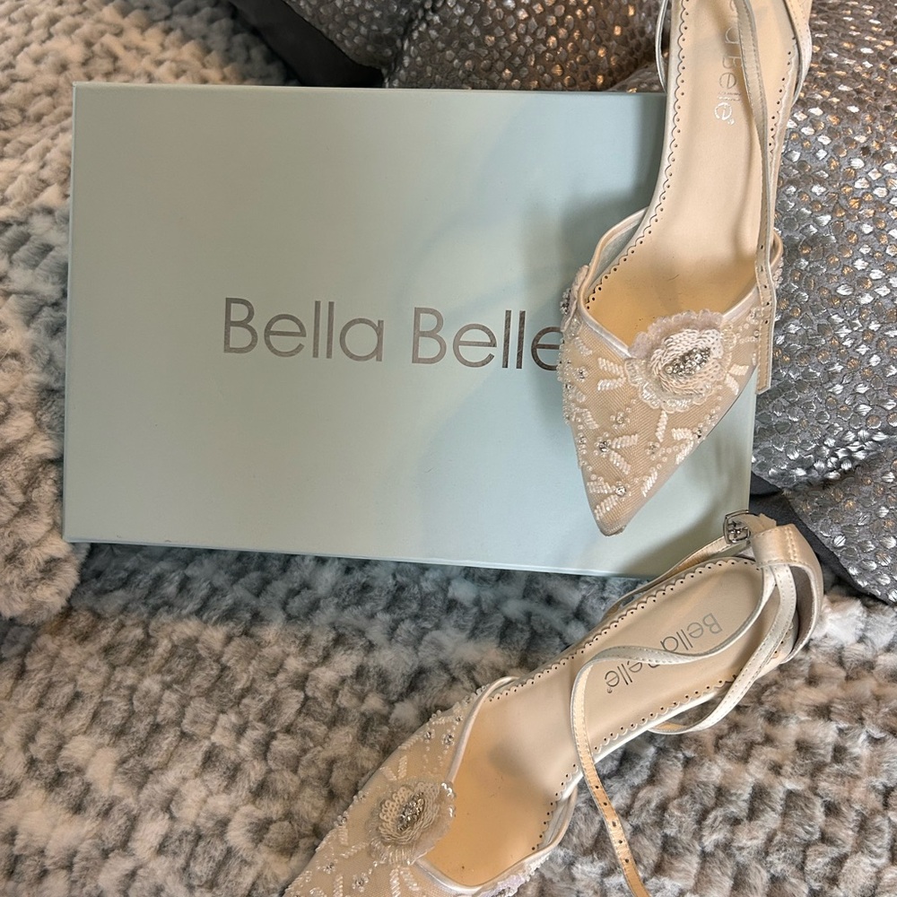 La Belle Beige Embellished Heels